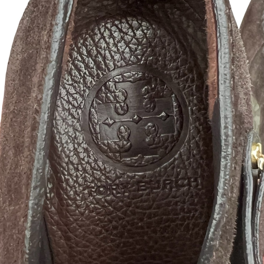 TORY BURCH Belen Suede Ankle Stiletto Booties Brown Buckle Women’s Size 10.5 - Picture 8 of 11